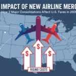 Airline Mergers 2026: Impact on U.S. Fares Stylized graphic illustrating airline mergers and their impact on U.S. airfares in 2026