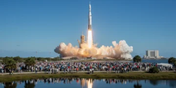 Apollo 11 Saturn V rocket launch, historic moment in space exploration