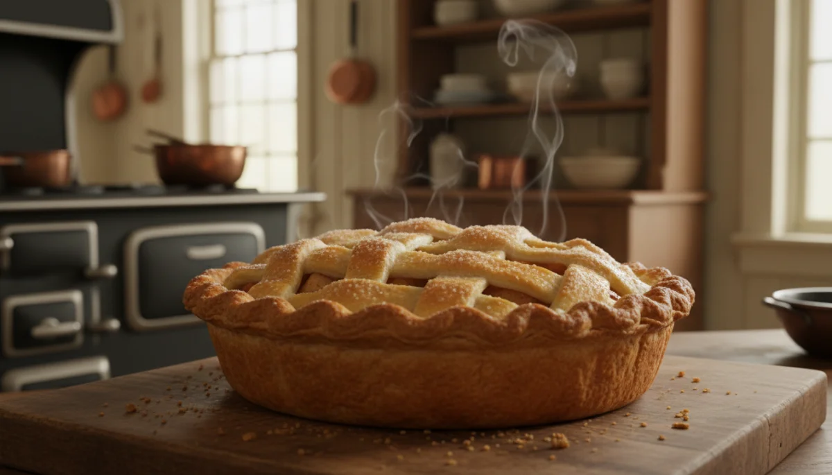 Classic apple pie, a symbol of American culinary history and tradition.