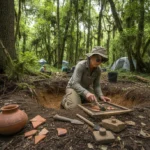 Decoding 2026: Archaeology's Impact on Early American History Archaeologist uncovering ancient artifacts in an early American historical site, revealing new insights.