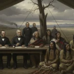 Manifest Destiny's True Cost: Broken Treaties by 1890 Historical depiction of a broken treaty between US officials and Indigenous Americans