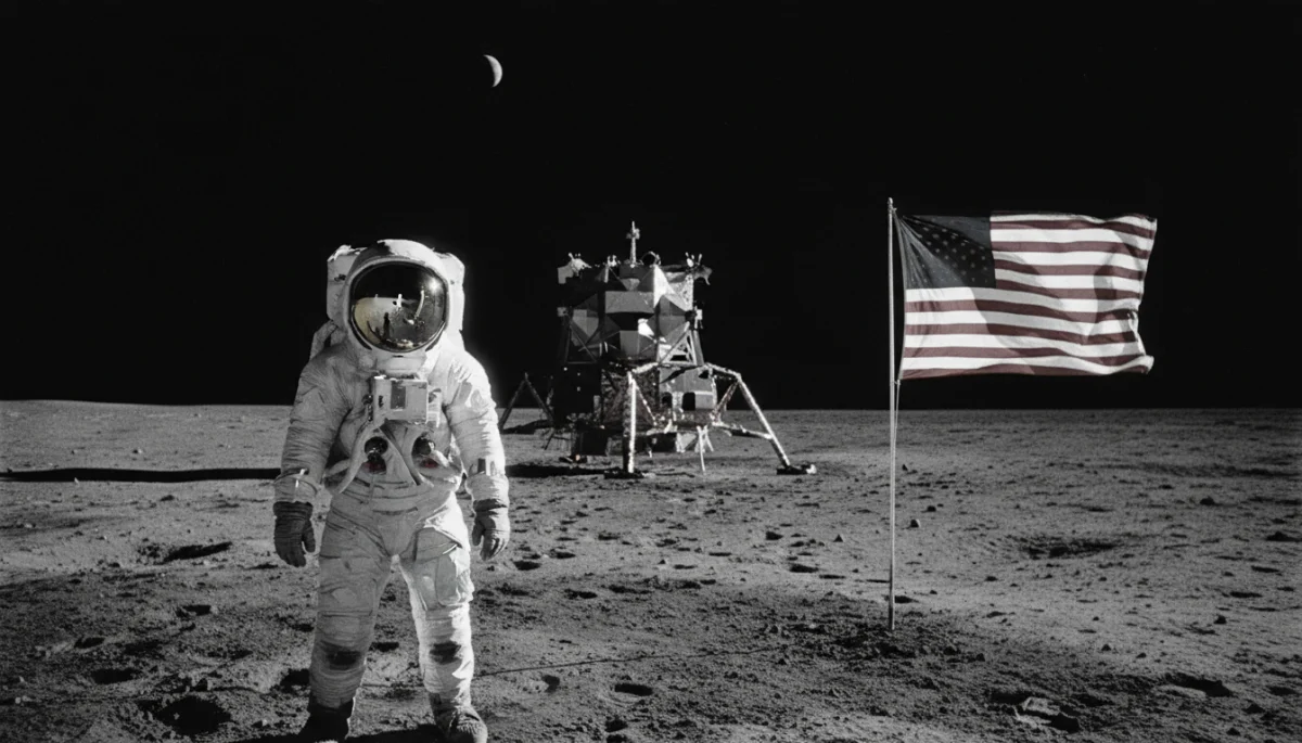 Buzz Aldrin on the Moon, American flag, lunar surface, Apollo 11