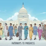US Capitol Building and diverse individuals symbolizing new immigration reform proposal