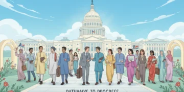 US Capitol Building and diverse individuals symbolizing new immigration reform proposal