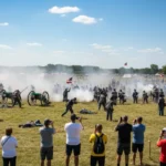Historical Reenactments 2026: Top 5 US Experiences American Civil War reenactment with soldiers and cannons