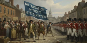 Colonial protest against British taxes, symbolizing grievances leading to revolution