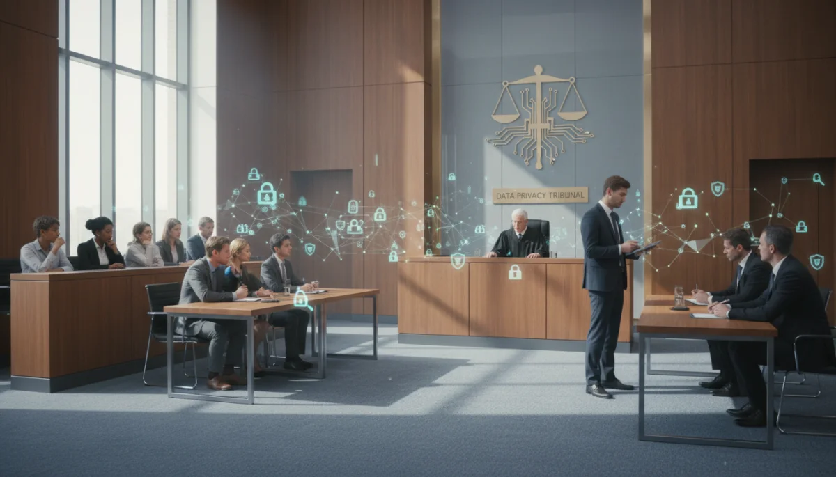 Courtroom proceedings on data privacy case