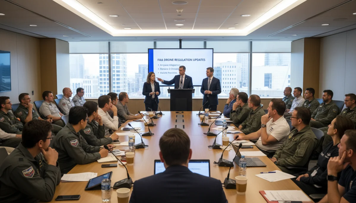 FAA officials presenting new drone regulations to industry stakeholders