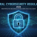 New Federal Cybersecurity Regulations by Q3 2026: Business Impact Illustration of federal cybersecurity regulations, digital lock on circuit board