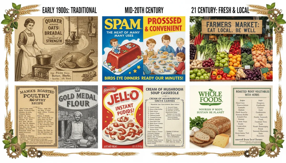 Historical American food advertisements and culinary trends