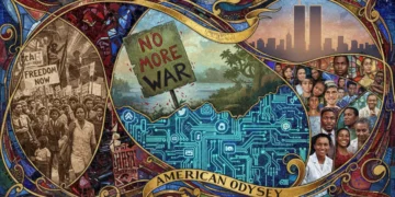 Mosaic of historical events shaping American social norms