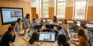 Students and educators collaborating on inclusive historical research in a classroom
