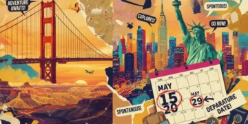 Dynamic collage of U.S. travel destinations, symbolizing last-minute discount opportunities