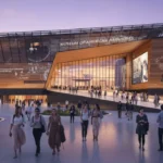 2026 National Museum Exhibitions: Redefining American Narratives Modern museum entrance at dusk, symbolizing new perspectives on American history and culture