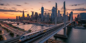 Modern bridge and highway interchange symbolizing major infrastructure investment in the US