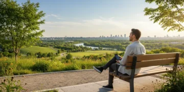 Person enjoying nature with phone off, promoting digital detox in the US