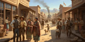 Reinterpreting the Wild West: Diverse people in a historically accurate 19th-century town.