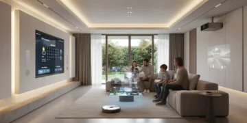 Integrated smart home technology in a modern US living room 2026