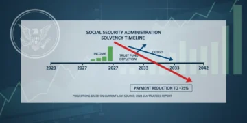 Social Security Administration solvency projection until 2033 graphic