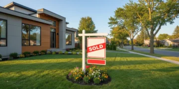 Suburban house with 'Sold' sign, representing a stable housing market in Q1 2026