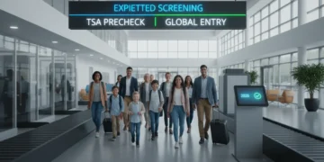 Travelers using TSA PreCheck and Global Entry for fast airport security in 2026