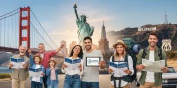 Travelers confidently exploring U.S. landmarks with travel insurance in 2026.