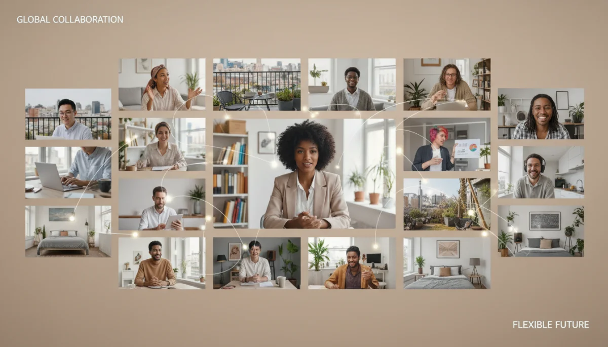 Diverse professionals collaborating in a virtual meeting setting